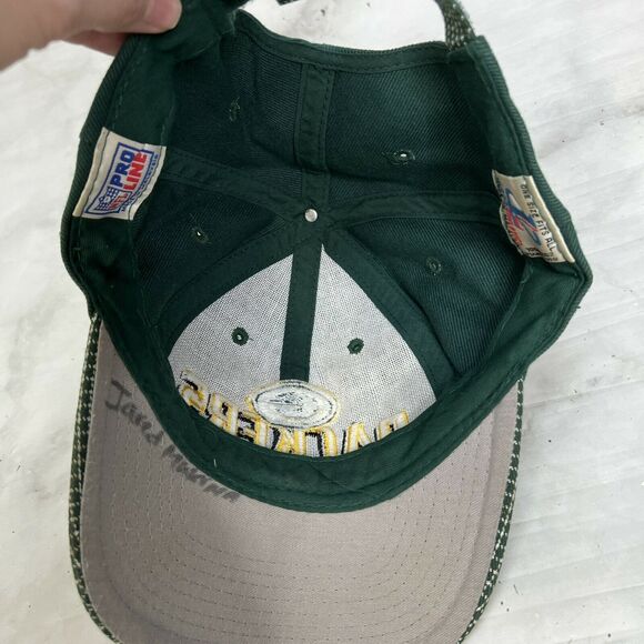 Vintage Green Bay Packers Logo Athletic Strapback Hat Green Plaid NFL Pro Line - Picture 4 of 4